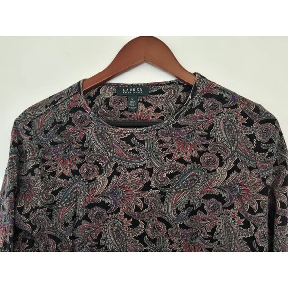 Lauren Ralph Lauren Shirt Womens 1X Plus Paisley Boho Indie Hippie Whimisgoth - Picture 2 of 5